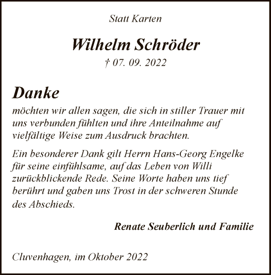 Traueranzeige von Wilhelm Schröder von SYK