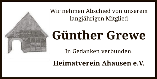 Traueranzeige von Günther Grewe von SYK