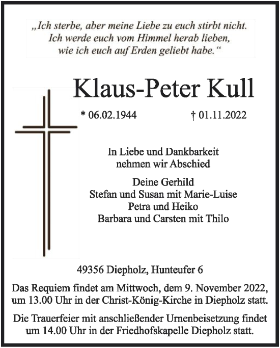 Traueranzeige von Klaus-Peter Kull von SYK