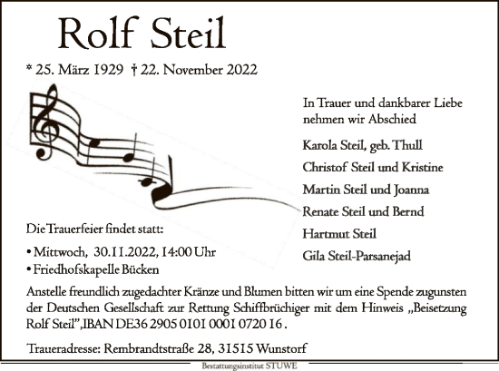 Traueranzeige von Rolf Steil von SYK