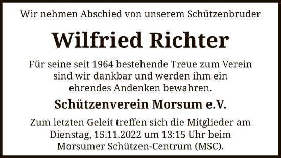 Traueranzeige von Wilfried Richter von SYK