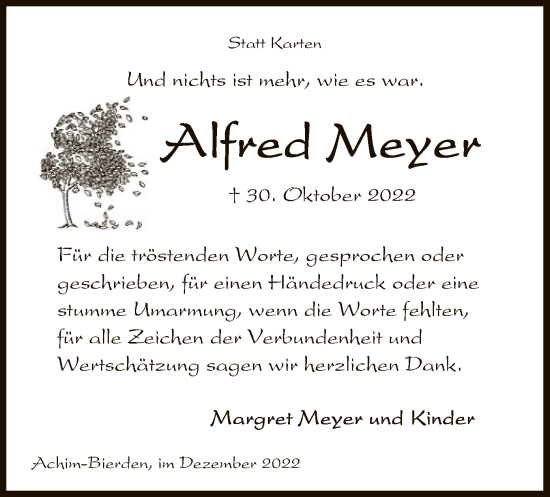 Traueranzeige von Afred Meyer von SYK