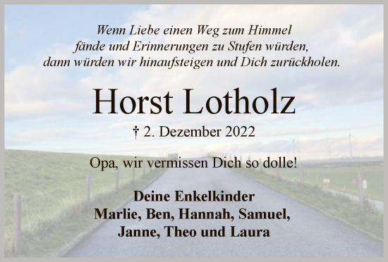 Traueranzeige von Horst Lotholz von SYK