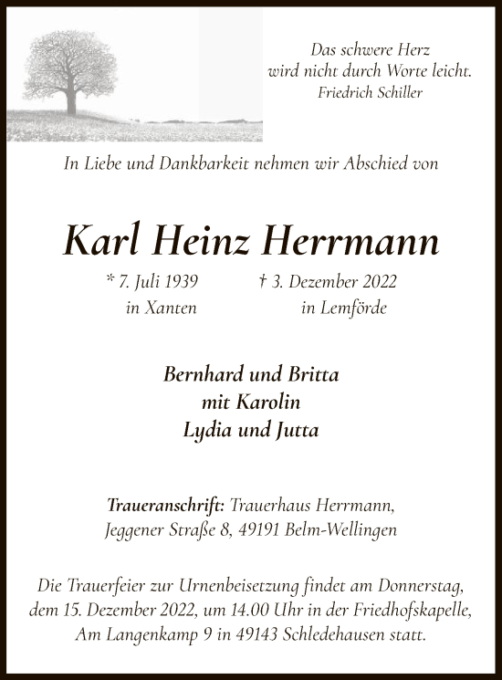 Traueranzeige von Karl Heinz Herrmann von SYK