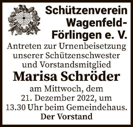 Traueranzeige von Marisa Schröder von SYK