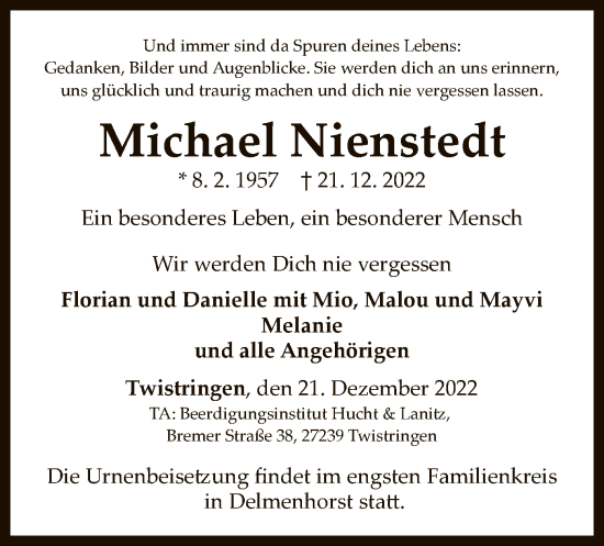 Traueranzeige von Michael Nienstedt von SYK