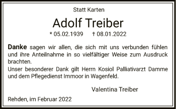 Traueranzeige von Adolf Treiber von SYK