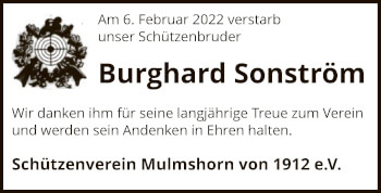 Traueranzeige von Burghard Sonström von SYK