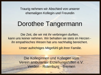 Traueranzeige von Dorothee Tangermann von SYK