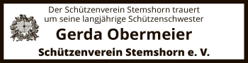 Traueranzeige von Gerda Obermeier von SYK