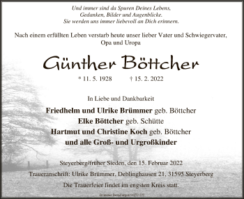 Traueranzeige von Günther Böttcher von SYK