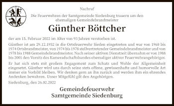 Traueranzeige von Günther Böttcher von SYK