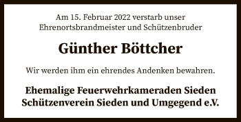Traueranzeige von Günther Böttcher von SYK