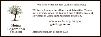 Traueranzeige von Heinz Logemann von SYK