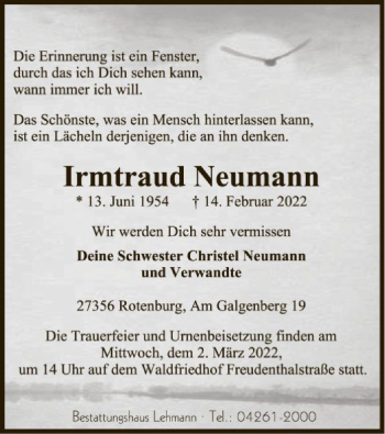 Traueranzeige von Irmtraud Neumann von SYK