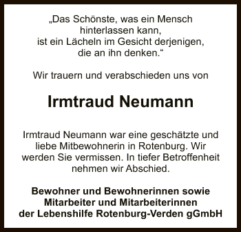 Traueranzeige von Irmtraud Neumann von SYK