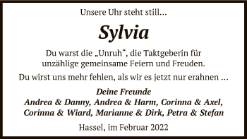 Traueranzeige von Sylvia  von SYK