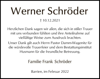 Traueranzeige von Werner Schröder von SYK