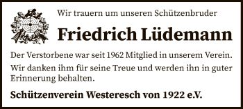 Traueranzeige von Friedrich Lüdemann von SYK