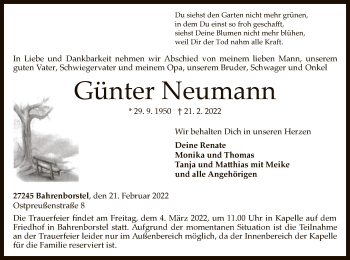 Traueranzeige von Günter Neumann von SYK