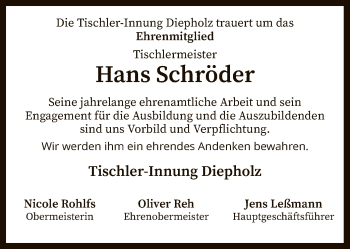 Traueranzeige von Hans Schröder von SYK