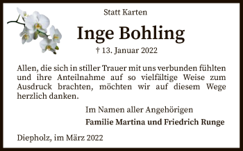 Traueranzeige von Inge Bohling von SYK