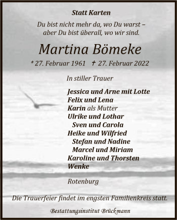 Traueranzeige von Martina Bömeke von SYK