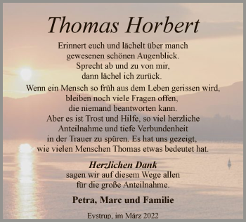 Traueranzeige von Thomas Horbert von SYK