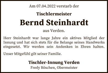 Traueranzeige von Bernd Steinhardt von SYK