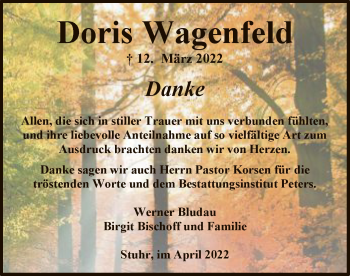 Traueranzeige von Doris Wagenfeld von SYK