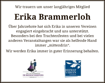 Traueranzeige von Erika Brammerloh von SYK