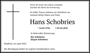 Traueranzeige von Hans Schobries von SYK