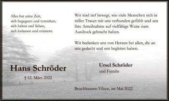 Traueranzeige von Hans Schröder von SYK