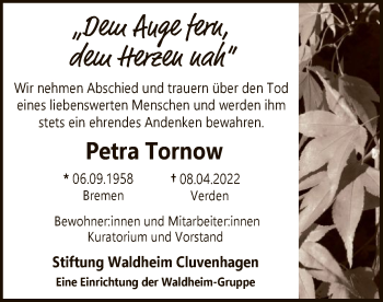 Traueranzeige von Petra Tornow von SYK