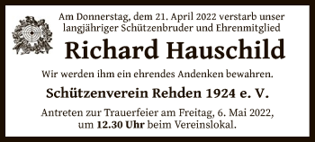 Traueranzeige von Richard Hauschild von SYK