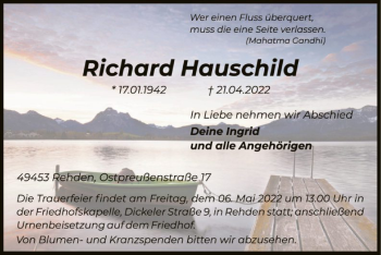 Traueranzeige von Richard Hauschild von SYK