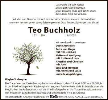 Traueranzeige von Teo Buchholz von SYK