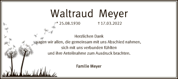 Traueranzeige von Waltraud Meyer von SYK