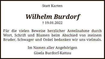 Traueranzeige von Wilhelm Burdorf von SYK