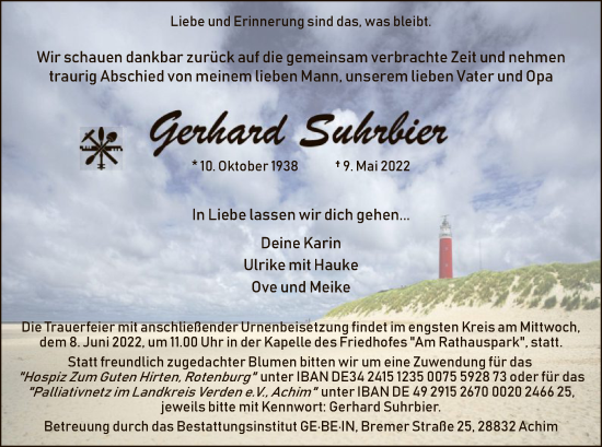 Traueranzeige von Gerhard Suhrbier von SYK