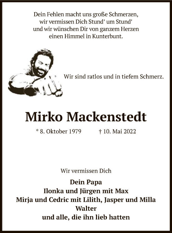 Traueranzeige von Mirko Mackenstedt von SYK