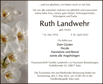 Traueranzeige von Ruth Landwehr von SYK