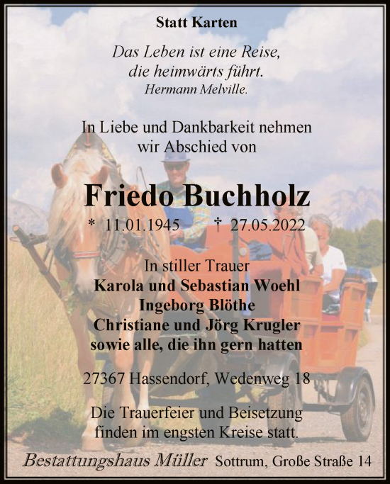 Traueranzeige von Friedo Buchholz von SYK