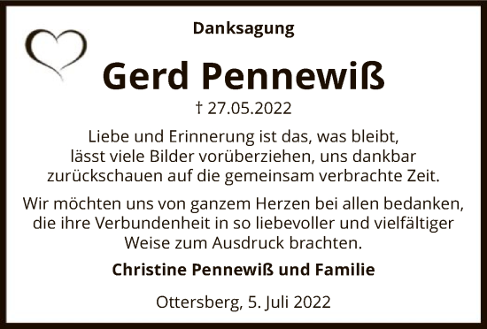 Traueranzeige von Gerd Pennewiß von SYK