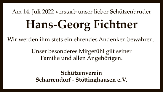 Traueranzeige von Hans-Georg Fichtner von SYK