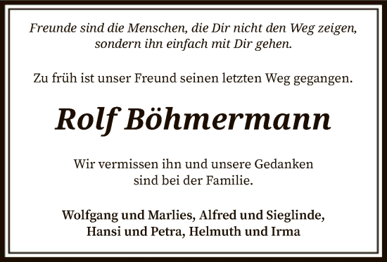 Traueranzeige von Rolf Böhmermann von SYK