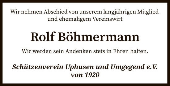 Traueranzeige von Rolf Böhmermann von SYK