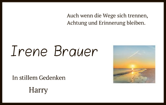 Traueranzeige von Irene Brauer von SYK