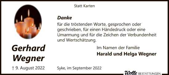 Traueranzeige von Gerhard Wegner von SYK