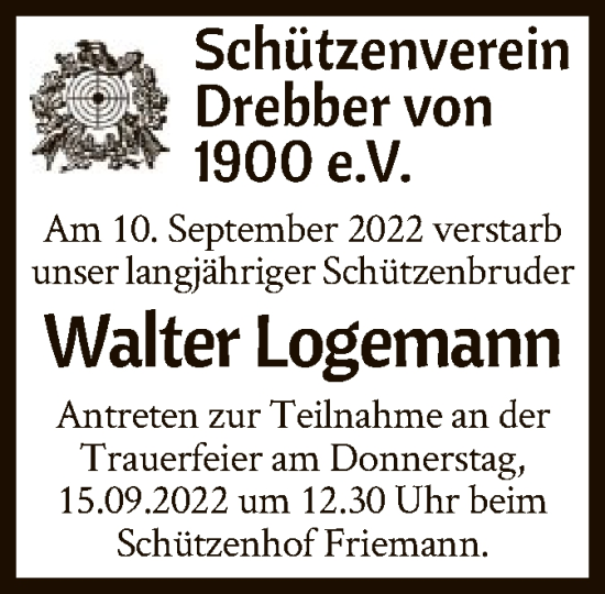 Traueranzeige von Walter Logemann von SYK